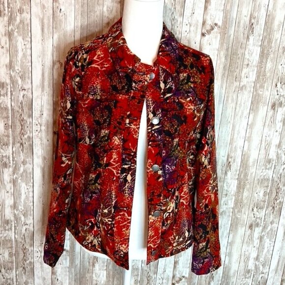 Christopher & Banks Red/Black Button Up Jacket size Small - Picture 1 of 5